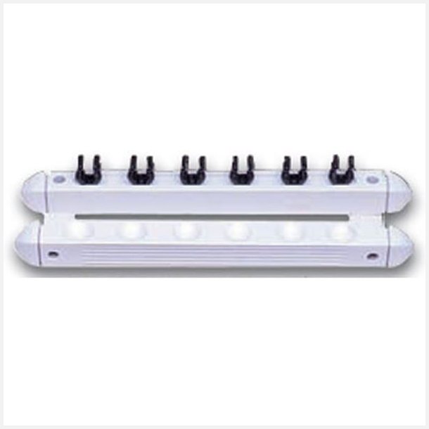 K� holder til 6 k�er m/plast clips, Hvid
