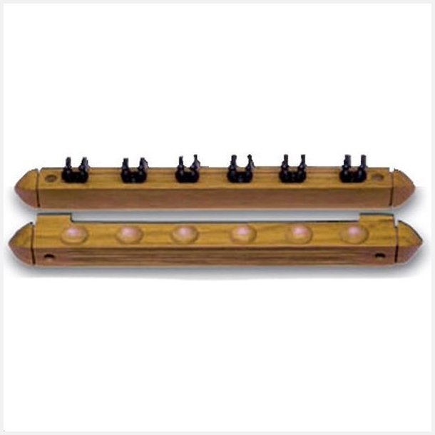 K� holder til 6 k�er m/plast clips, Teak
