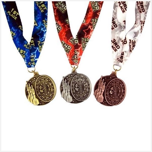 Dartmedaljer - Guld/S�lv/Bronze